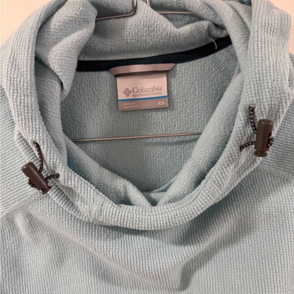 Columbia Omni-Wick Fleece Hoodie Pullover XS Aqua Blue Lightweight Active NWT - Picture 2 of 10